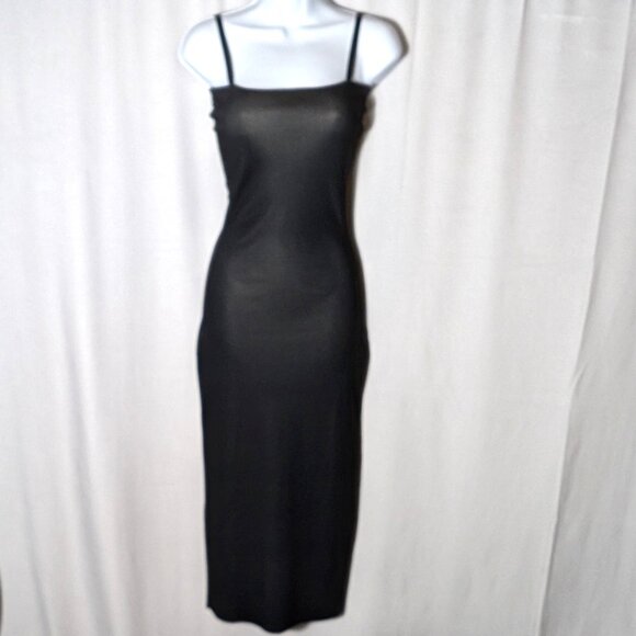 ZARA Bodycon Fitting MIDI Dress SIZE SMALL Black SLEEVELESS Spaghetti Strap NWT - Picture 5 of 10
